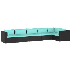 vidaXL Set de muebles de jardín 6 pzas y cojines ratán sintético negro