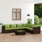 vidaXL Set muebles de jardín 7 piezas y cojines ratán sintético marrón vidaXL Set muebles de jardín 7 piezas y cojines ratán sintético marrón