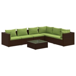 vidaXL Set muebles de jardín 7 piezas y cojines ratán sintético marrón