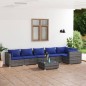 vidaXL Set de sofás de jardín 7 piezas y cojines ratán sintético gris
