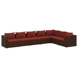 vidaXL Set muebles de jardín 7 piezas y cojines ratán sintético marrón