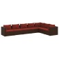vidaXL Set muebles de jardín 7 piezas y cojines ratán sintético marrón vidaXL Set muebles de jardín 7 piezas y cojines ratán sintético marrón