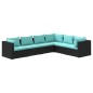 vidaXL Set de muebles de jardín 6 pzas y cojines ratán sintético negro vidaXL Set de muebles de jardín 6 pzas y cojines ratán sintético negro