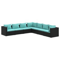 vidaXL Set de muebles de jardín 7 pzas y cojines ratán sintético negro