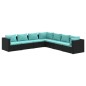 vidaXL Set de muebles de jardín 7 pzas y cojines ratán sintético negro vidaXL Set de muebles de jardín 7 pzas y cojines ratán sintético negro