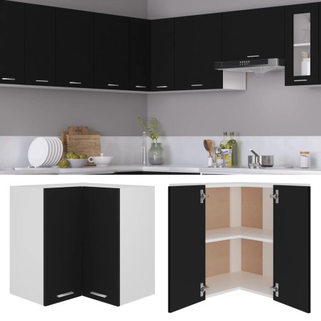 vidaXL Armario colgante esquina madera de ingeniería negro 57x57x60 cm