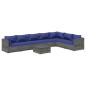 vidaXL Set de sofás de jardín 8 piezas y cojines ratán sintético gris vidaXL Set de sofás de jardín 8 piezas y cojines ratán sintético gris