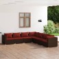 vidaXL Set muebles de jardín 7 piezas y cojines ratán sintético marrón vidaXL Set muebles de jardín 7 piezas y cojines ratán sintético marrón