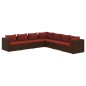 vidaXL Set muebles de jardín 7 piezas y cojines ratán sintético marrón vidaXL Set muebles de jardín 7 piezas y cojines ratán sintético marrón