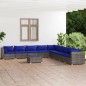 vidaXL Set de muebles de jardín 10 pzas y cojines ratán sintético gris vidaXL Set de muebles de jardín 10 pzas y cojines ratán sintético gris