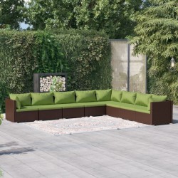 vidaXL Set sofás de jardín 8 piezas y cojines ratán sintético marrón