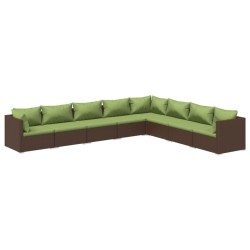 vidaXL Set sofás de jardín 8 piezas y cojines ratán sintético marrón