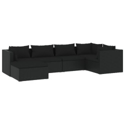 vidaXL Set de muebles de jardín 6 pzas y cojines ratán sintético negro