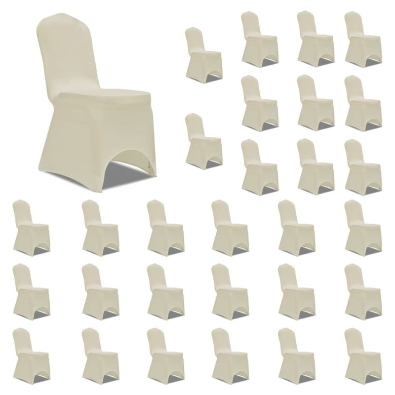 vidaXL Funda de silla elástica crema 30 unidades vidaXL Funda de silla elástica crema 30 unidades