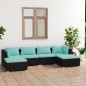 vidaXL Set de muebles de jardín 6 pzas y cojines ratán sintético negro vidaXL Set de muebles de jardín 6 pzas y cojines ratán sintético negro