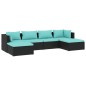 vidaXL Set de muebles de jardín 6 pzas y cojines ratán sintético negro vidaXL Set de muebles de jardín 6 pzas y cojines ratán sintético negro