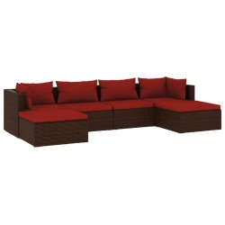 vidaXL Set muebles de jardín 6 piezas y cojines ratán sintético marrón