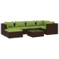 vidaXL Set muebles de jardín 7 piezas y cojines ratán sintético marrón vidaXL Set muebles de jardín 7 piezas y cojines ratán sintético marrón
