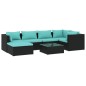 vidaXL Set de muebles de jardín 7 pzas y cojines ratán sintético negro vidaXL Set de muebles de jardín 7 pzas y cojines ratán sintético negro