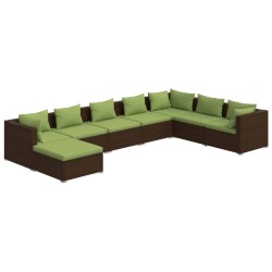 vidaXL Set sofás de jardín 8 piezas y cojines ratán sintético marrón