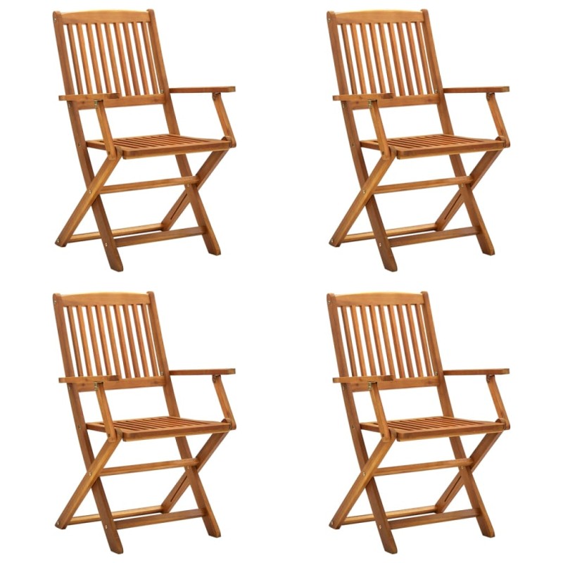vidaXL Sillas de jardín plegables 4 unidades madera maciza de acacia 
