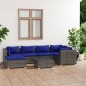 vidaXL Set de sofás de jardín 7 piezas y cojines ratán sintético gris vidaXL Set de sofás de jardín 7 piezas y cojines ratán sintético gris