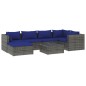 vidaXL Set de sofás de jardín 7 piezas y cojines ratán sintético gris vidaXL Set de sofás de jardín 7 piezas y cojines ratán sintético gris