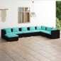 vidaXL Set de muebles de jardín 8 pzas y cojines ratán sintético negro vidaXL Set de muebles de jardín 8 pzas y cojines ratán sintético negro
