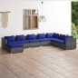 vidaXL Set de sofás de jardín 8 piezas y cojines ratán sintético gris vidaXL Set de sofás de jardín 8 piezas y cojines ratán sintético gris
