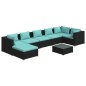 vidaXL Set de muebles de jardín 8 pzas y cojines ratán sintético negro vidaXL Set de muebles de jardín 8 pzas y cojines ratán sintético negro