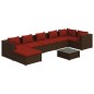 vidaXL Set sofás de jardín 8 piezas y cojines ratán sintético marrón vidaXL Set sofás de jardín 8 piezas y cojines ratán sintético marrón
