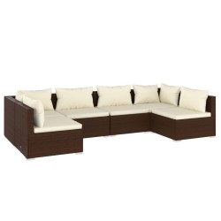 vidaXL Set muebles de jardín 6 piezas y cojines ratán sintético marrón