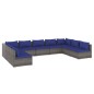 vidaXL Set de muebles de jardín 9 pzas y cojines ratán sintético gris vidaXL Set de muebles de jardín 9 pzas y cojines ratán sintético gris