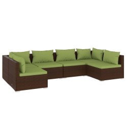 vidaXL Set muebles de jardín 6 piezas y cojines ratán sintético marrón