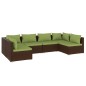 vidaXL Set muebles de jardín 6 piezas y cojines ratán sintético marrón vidaXL Set muebles de jardín 6 piezas y cojines ratán sintético marrón