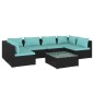 vidaXL Set de muebles de jardín 7 pzas y cojines ratán sintético negro