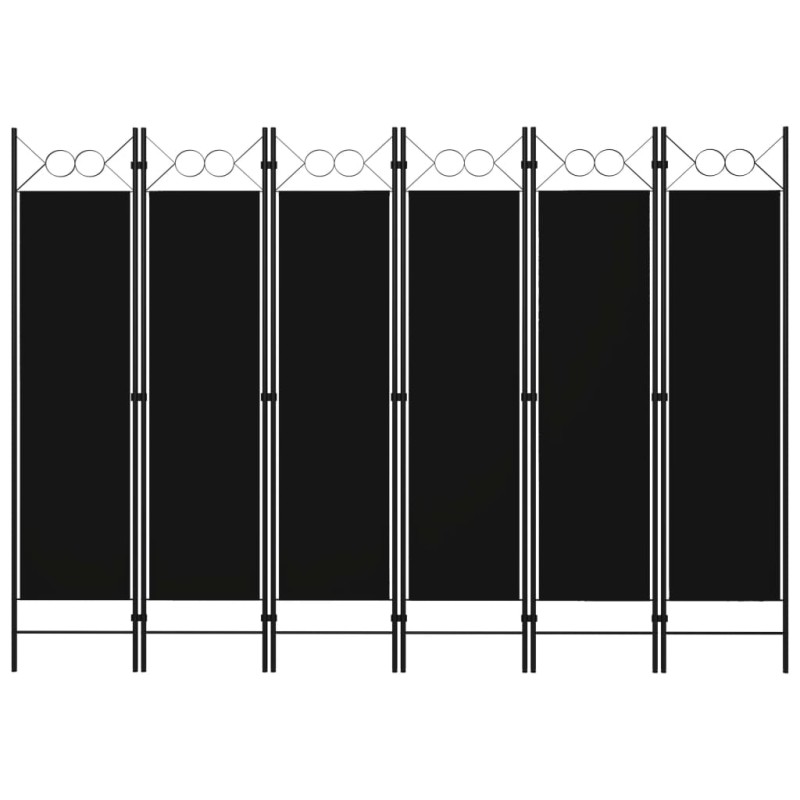 vidaXL Biombo divisor de 6 paneles negro 240x180 cm vidaXL Biombo divisor de 6 paneles negro 240x180 cm