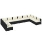 vidaXL Set de muebles de jardín 10 pzas cojines ratán sintético negro