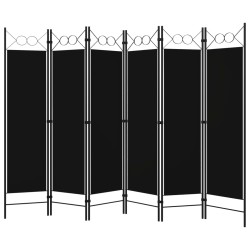 vidaXL Biombo divisor de 6 paneles negro 240x180 cm