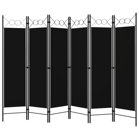vidaXL Biombo divisor de 6 paneles negro 240x180 cm