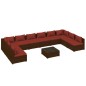 vidaXL Set de muebles de jardín 11 pzas cojines ratán sintético marrón vidaXL Set de muebles de jardín 11 pzas cojines ratán sintético marrón