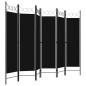 vidaXL Biombo divisor de 6 paneles negro 240x180 cm vidaXL Biombo divisor de 6 paneles negro 240x180 cm