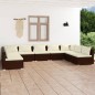 vidaXL Set muebles de jardín 9 piezas y cojines ratán sintético marrón vidaXL Set muebles de jardín 9 piezas y cojines ratán sintético marrón