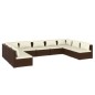 vidaXL Set muebles de jardín 9 piezas y cojines ratán sintético marrón vidaXL Set muebles de jardín 9 piezas y cojines ratán sintético marrón