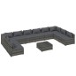 vidaXL Set de muebles de jardín 11 pzas y cojines ratán sintético gris vidaXL Set de muebles de jardín 11 pzas y cojines ratán sintético gris