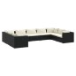 vidaXL Set de muebles de jardín 9 pzas y cojines ratán sintético negro vidaXL Set de muebles de jardín 9 pzas y cojines ratán sintético negro