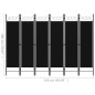 vidaXL Biombo divisor de 6 paneles negro 240x180 cm vidaXL Biombo divisor de 6 paneles negro 240x180 cm