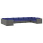 vidaXL Set de muebles de jardín 10 pzas y cojines ratán sintético gris vidaXL Set de muebles de jardín 10 pzas y cojines ratán sintético gris