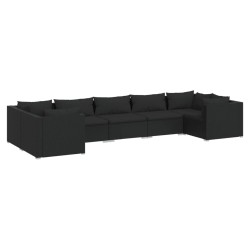 vidaXL Set de muebles de jardín 7 pzas y cojines ratán sintético negro