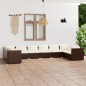 vidaXL Set muebles de jardín 10 pzas y cojines ratán sintético marrón vidaXL Set muebles de jardín 10 pzas y cojines ratán sintético marrón